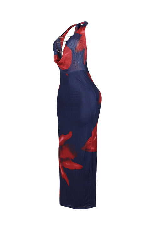 Ignite Petal Chain Cowl Maxi Dress
